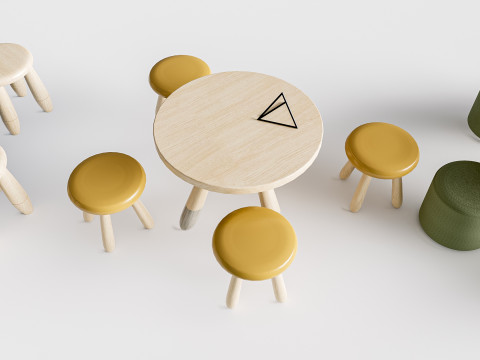 Children table and chairs 5 3D Модель
