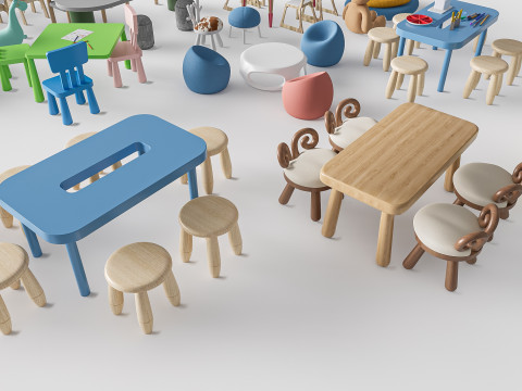 Children table and chairs 5 3D Модель