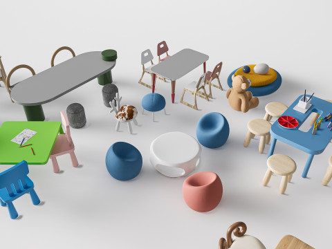 Children table and chairs 5 3D Модель