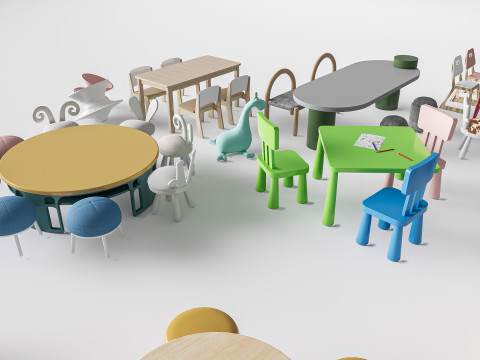Children table and chairs 5 3D Модель