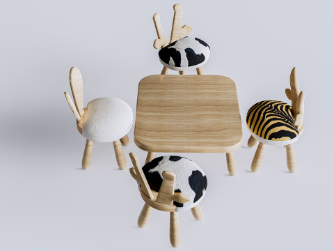 Children table and chairs 6 3D Model
