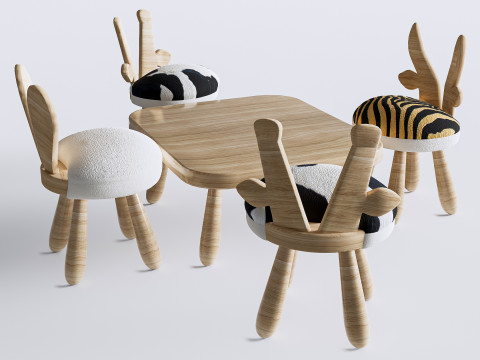 Children table and chairs 6 3D Model