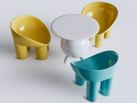 Children table and chairs 6 3D Model