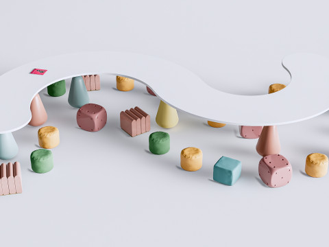 Children table and chairs 7 3D 모델