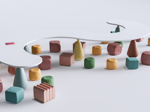Children table and chairs 7 3D 모델