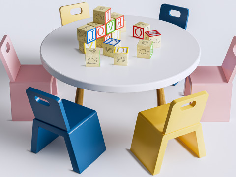 Children table and chairs 7 3D 모델