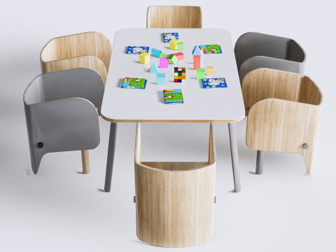 Children table and chairs 7 3D 모델