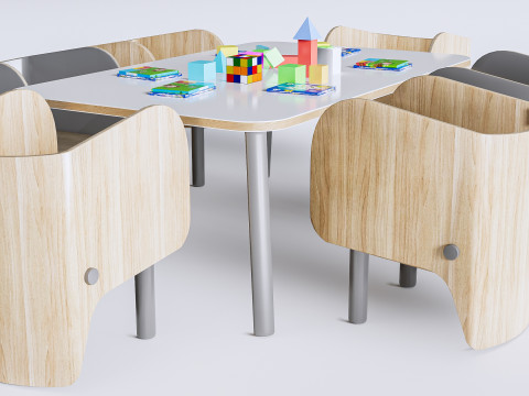 Children table and chairs 7 3D 모델