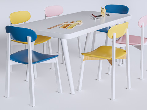 Children table and chairs 7 3D 모델