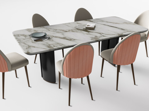 Dining table and chairs 1 3D-Modell