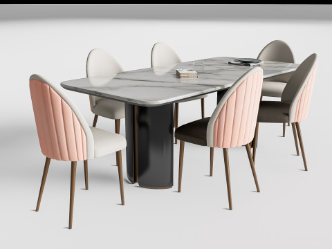 Dining table and chairs 1 3D-Modell