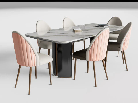 Tavolo da pranzo e sedie 1 Modello 3D