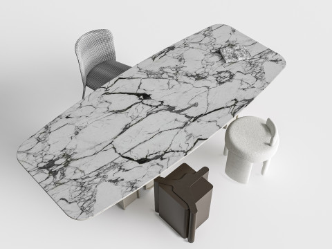 Dining table and chairs 1 3D-Modell