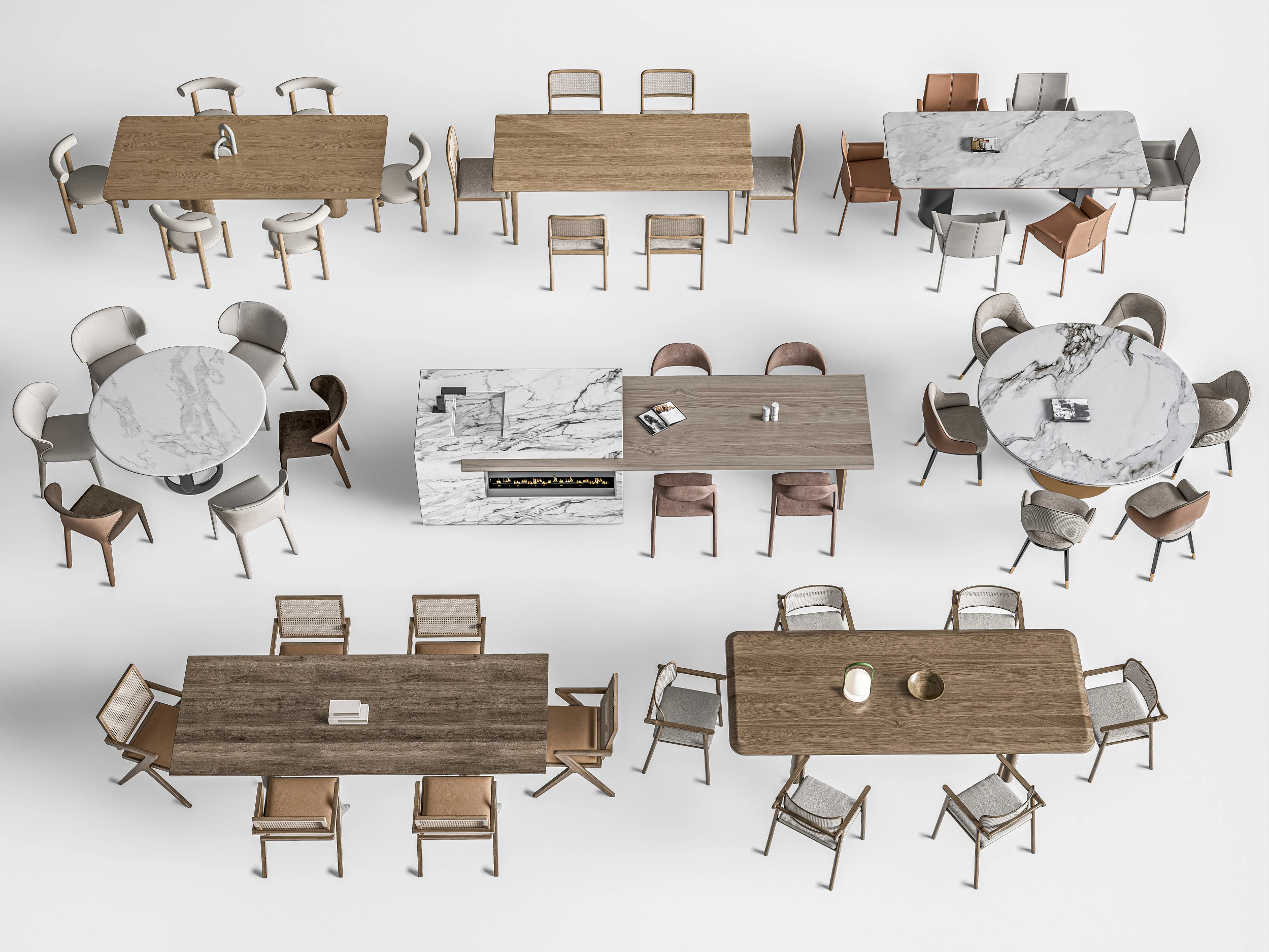 Tavolo da pranzo e sedie 2 Modello 3D .c4d .max .obj .3ds .fbx .stl .blend