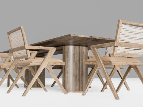 Dining table and chairs 2 3D मॉडल