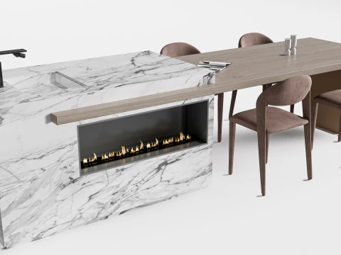 Tavolo da pranzo e sedie 2 Modello 3D