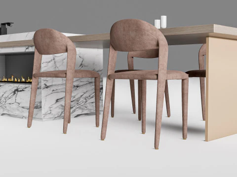 Tavolo da pranzo e sedie 2 Modello 3D