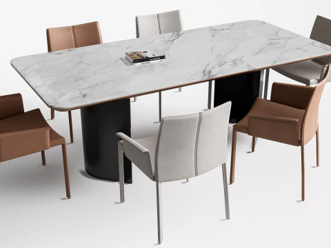 Tavolo da pranzo e sedie 2 Modello 3D