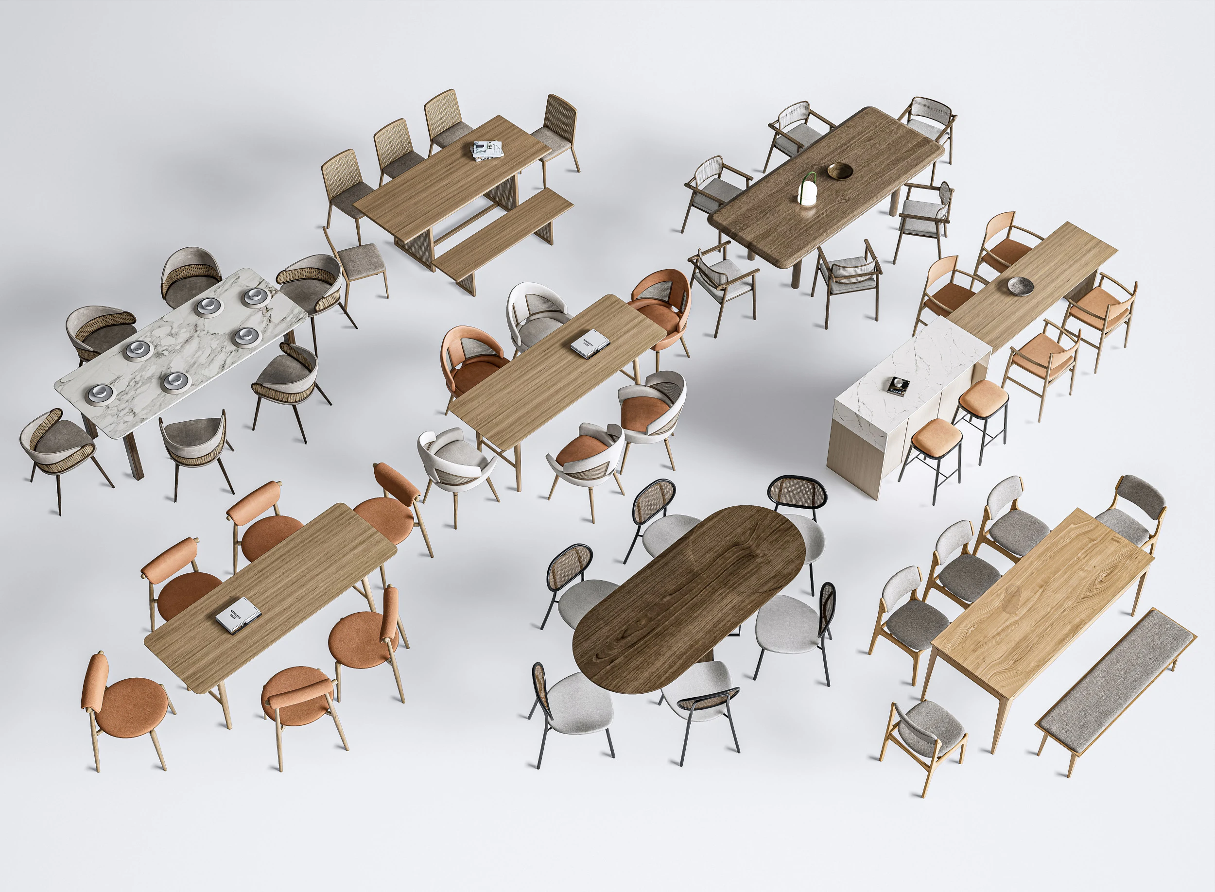 Mesa de jantar e cadeiras 3 Modelo 3D .c4d .max .obj .3ds .fbx .stl .blend 