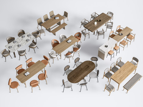 Dining table and chairs 3 3D Модель