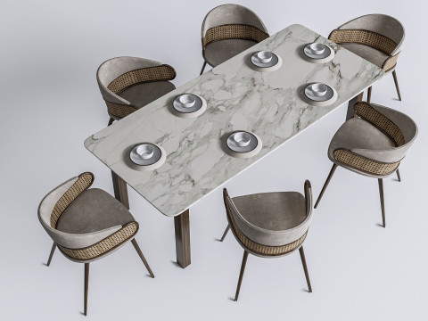 Dining table and chairs 3 Modello 3D