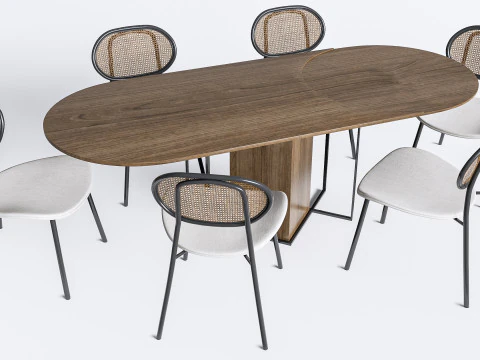 Mesa de jantar e cadeiras 3 Modelo 3D