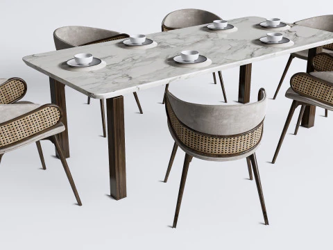 Mesa de jantar e cadeiras 3 Modelo 3D