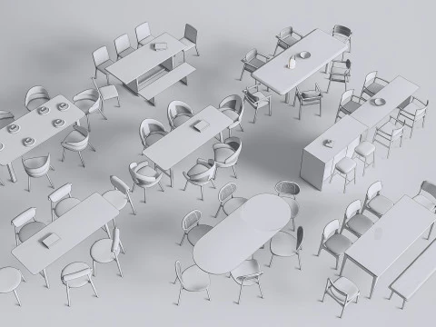 Mesa de jantar e cadeiras 3 Modelo 3D