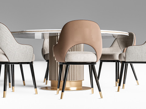 Dining table and chairs 4 3D Model