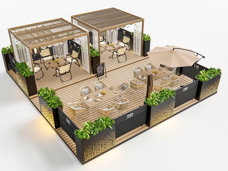 Outdoor Cafe and Restaurant Seating Elements 1 3D Model .c4d .max .obj .3ds .fbx .stl .blend