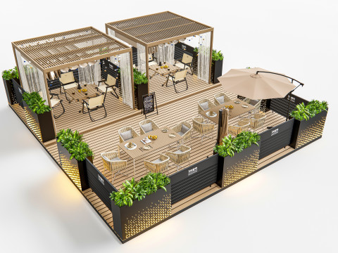 Outdoor Cafe and Restaurant Seating Elements 1 Model 3D