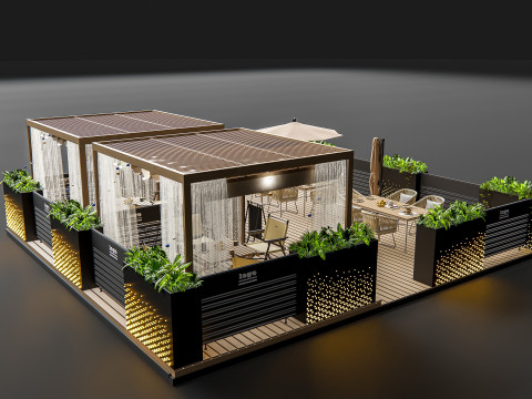 Outdoor Cafe and Restaurant Seating Elements 1 3D Model