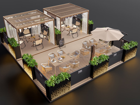 Outdoor Cafe and Restaurant Seating Elements 1 3D Model