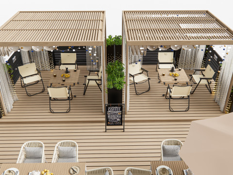 Outdoor Cafe and Restaurant Seating Elements 1 3D Model