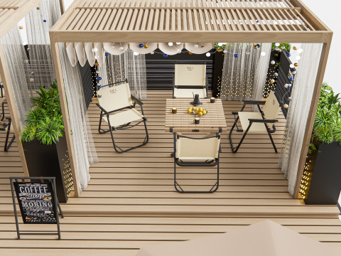 Outdoor Cafe and Restaurant Seating Elements 1 3D Model