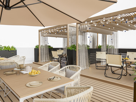 Outdoor Cafe and Restaurant Seating Elements 1 3D Model