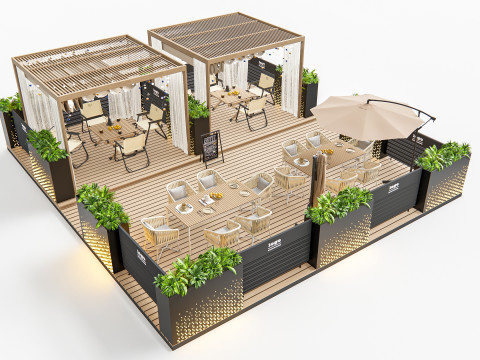 Outdoor Cafe and Restaurant Seating Elements 1 3D Model
