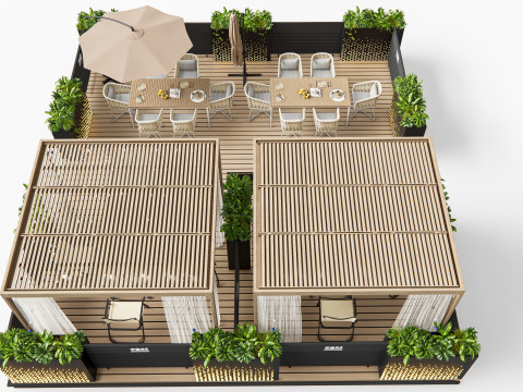 Outdoor Cafe and Restaurant Seating Elements 1 3D Model