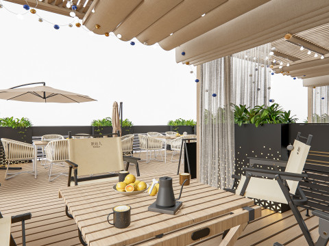 Outdoor Cafe and Restaurant Seating Elements 1 3D Model