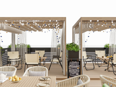 Outdoor Cafe and Restaurant Seating Elements 1 3D Model