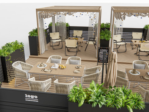 Outdoor Cafe and Restaurant Seating Elements 1 3D Model