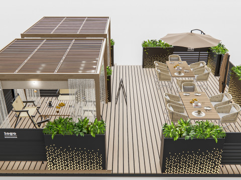 Outdoor Cafe and Restaurant Seating Elements 1 3D Model