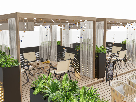 Outdoor Cafe and Restaurant Seating Elements 1 3D Model