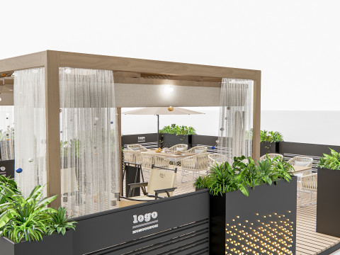 Outdoor Cafe and Restaurant Seating Elements 1 3D Model