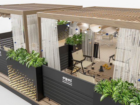 Outdoor Cafe and Restaurant Seating Elements 1 3D Model