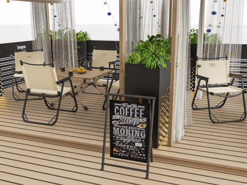 Outdoor Cafe and Restaurant Seating Elements 1 3D Model