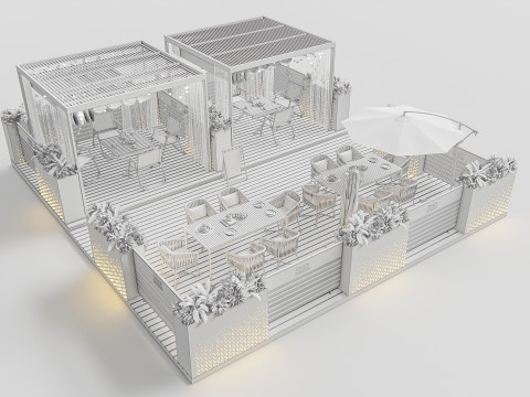 Outdoor Cafe and Restaurant Seating Elements 1 3D Model
