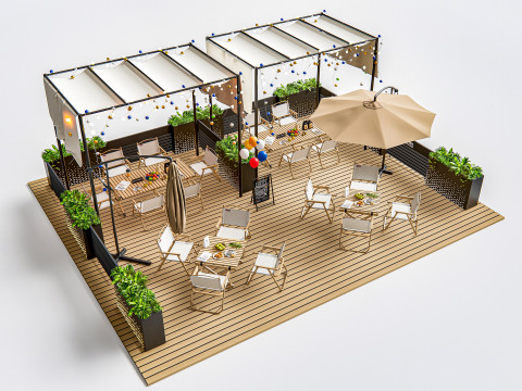 Outdoor Cafe and Restaurant Seating Elements 2 Model 3D