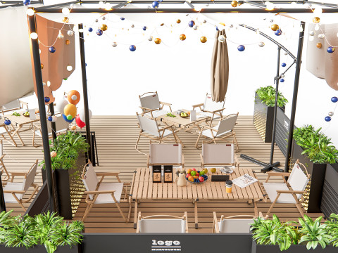 Outdoor Cafe and Restaurant Seating Elements 2 3D 모델
