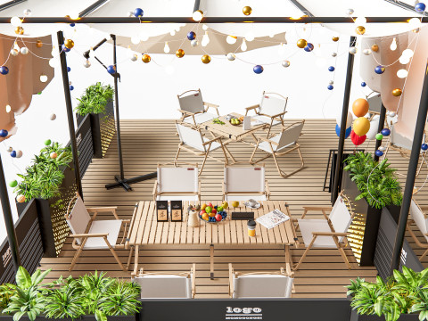 Outdoor Cafe and Restaurant Seating Elements 2 3D 모델